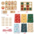 Christmas advent calendar set with 24 patterned paper bags, stickers, clips and twine - Colorful Printed Illustration Style (621+618+Red White Rope 24 Set)