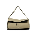 Borsa a tracolla minimalista in nylon kaki e nero con doppie tasche frontali e tracolla - Cachi