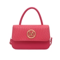 Sac bandoulière fuchsia texturé avec logo M doré et poignée supérieure élégante - Rose rosé