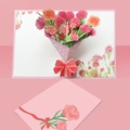 3D-Pop-up-Grußkarte mit Nelken, rosa Blumenstrauß und passendem Briefumschlag-Set - Nelke (s608)