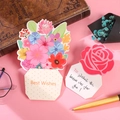 3D bouquet greeting card variant with colorful mixed flowers and a red rose stand - One Piece (s538)