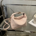 Pink snakeskin pattern pillow bag with golden hardware and adjustable strap - Pink