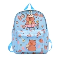 Cute light blue capybara print school backpack for students with large capacity - Blue