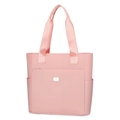 Pink waterproof nylon tote bag with wide shoulder straps and multiple pockets - Pink