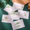 Set of botanical thank you cards with green leaf designs and elegant gold lettering - S567# Thank You Cards (set Of 6 With Envelope)