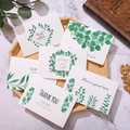 Elegant thank you card set with greenery eucalyptus motifs on white premium paper - Fresh Greenery Style (s515)