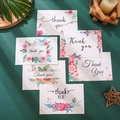 Set of 6 assorted floral thank you cards with envelopes on green fabric background - Colorful Botanical Style (S391)