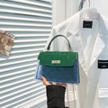 Bolso de gelatina de PVC azul transparente con patrón de cocodrilo verde y cadena - Verde