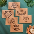 Brown kraft paper thank you cards with vintage floral designs and matching envelopes - 535# Cowhide Perforated Greeting Cards (set Of 6 With Envelope)