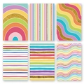 Set of 6 rainbow greeting cards with gold glitter accents and diverse geometric patterns - S634# (6 Sheets Per Set With Envelope)