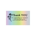 Holographic thank you card with black rose design for supporting small businesses - Rose Style (s635-B)