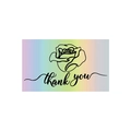 Minimalist rainbow gradient thank you card featuring a delicate black rose line art design - Line Rose Style (s635-F)