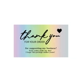 Holografische Thank You For Your Order Karten mit elegantem schwarzem Schriftzug - Handschriftlicher Bestelldank-Stil (s636-B)
