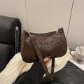 Borsa a mano marrone scuro in ecopelle con motivo coccodrillo e dettagli argento - Marrone