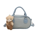 Light blue minimalist handbag with cute teddy bear charm and adjustable strap - Blue with Pendant