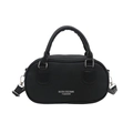 Minimalist black pebble grain handbag with single handle and silver hardware accent - Black Without Charm