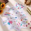 Set minimalistischer Happy Birthday Grußkarten mit bunten, künstlerischen Designs - Regenbogen Segen Stil (s607) / 10er Pack (Mit Umschlägen)