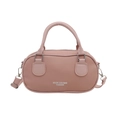 Large capacity light pink bowling shoulder bag in textured lychee grain leather - Pink Without Charm