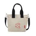 Sac en toile contrasté beige et noir avec un ours de dessin animé rouge et logo Yumy! - Noir