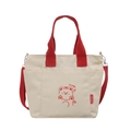 Grand sac cabas en toile avec imprimé ours rouge et bandoulière rouge amovible - Rouge