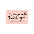 Pink minimalist thank you card with artistic lettering and heart decorative pattern - Style D(s638-D) / 30 Sheets
