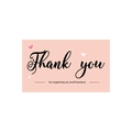 Pink minimalist Thank You cards for small business with heart patterns and black script - Style E(s638-E) / 30 Sheets