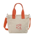 Sac fourre-tout en toile beige et orange avec imprimé ours mignon et bandoulière - Orange