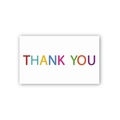 Minimalist white thank you card with colorful block letters and holographic finish - Colorful Letters Style (s639-B) / 30 Sheets