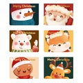 Set of 6 Christmas greeting cards with cartoon characters and gold foil Merry Christmas text - Christmas Cartoon Series (s628)