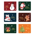Set of 6 Christmas cards with snowman and Santa designs including envelopes - Christmas Cartoon Series (s630)