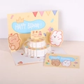 3D pop-up birthday card with cute bears, 24th age DIY stickers, and cream cake design - Yellow 3D Cake