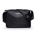 Borsa a tracolla nera impermeabile con stampa Fashion bianca e tracolla regolabile - Nero