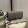 Bolso bandolera chic de sarga gris-negro con hebilla cuadrada a juego y correa ajustable - Negro