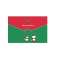 Detail of red and green Merry Christmas envelope with cute penguin and snowman graphics - Penguin And Snowman Style (s598-1)