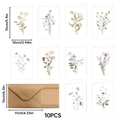 Watercolor floral greeting card set with 10 kraft envelopes and size specifications - S820 Fresh Watercolor Style (With Envelopes)
