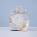Floral wedding favor bag with wooden ring handle and Best Wishes gold foil text - S / Blue (Wood Ring Ribbon)