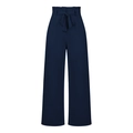 Navy blue high-waisted wide-leg trousers with a paperbag waist and matching tie belt - XL / Navy Blue