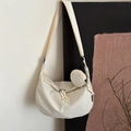 Off-white crescent shoulder bag in nylon with matching round coin purse and wide strap - White