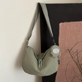 Sage green nylon half-moon crossbody bag with round coin purse and minimalist design - Green