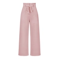 Elegante rosa Weitmantelhose mit hoher Taille und schickem Schleifengürtel für den Beruf - S / Rosa