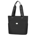 Large black Oxford fabric tote bag for commuting with durable nylon handles and side pockets - Black