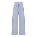 Women's high waist wide leg trousers in light blue with bow-knot belt design - S / Dark Blue