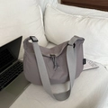 Morandi grey-purple large capacity nylon crescent bag with adjustable wide shoulder strap - Gray