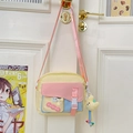 Borsa a tracolla multicolore pastello gialla e rosa con ciondolo a luna morbido - Senza Pendente / Giallo