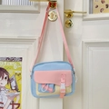 Mini borsa a tracolla color-block azzurro, rosa e giallo con cinturino in nylon - Senza Pendente / Blu