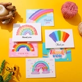 Set de seis tarjetas de agradecimiento con diseño de arcoíris e ilustraciones únicas - Serie Arcoíris (562) / 6 piezas