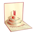 Detail der 3D Pop-up Geburtstagskarte mit lasergeschnittener Torte und Kerze - Roter Kuchen (s1001)