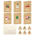 6-pack Christmas kraft paper greeting cards with envelopes and matching gift tags - Cards And Stickers Set