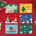 Set di 6 simpatici biglietti di auguri natalizi con pupazzo di neve e renne - Stile Illustrazione Cartoon (s585)