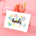 Minimalistische witte bedankkaart met kleurrijke geometrische patronen op roze basis - thanks/Kleurrijke Geometrie (s604-9)
